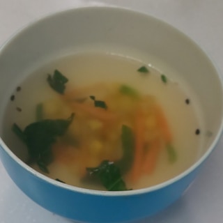 ほうれん草☆にんじん☆コーン☆ごま塩中華スープ